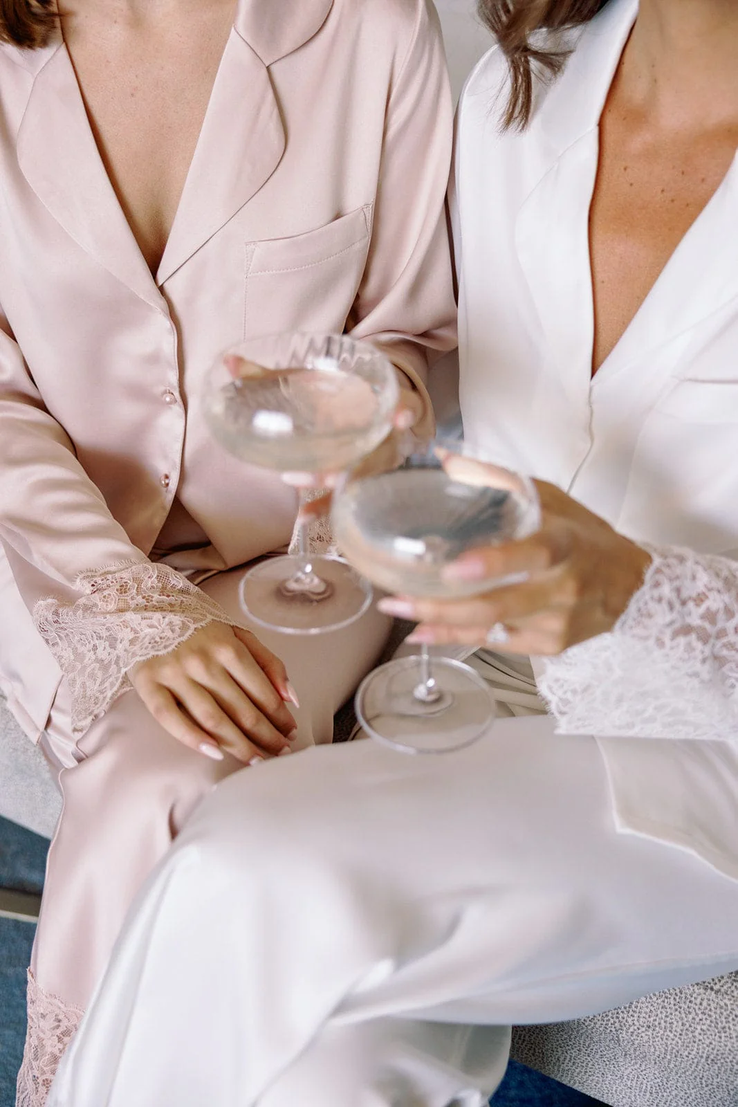 Daniela Lace Trim Satin Bridesmaid Pyjama Set Champagne - Image 4