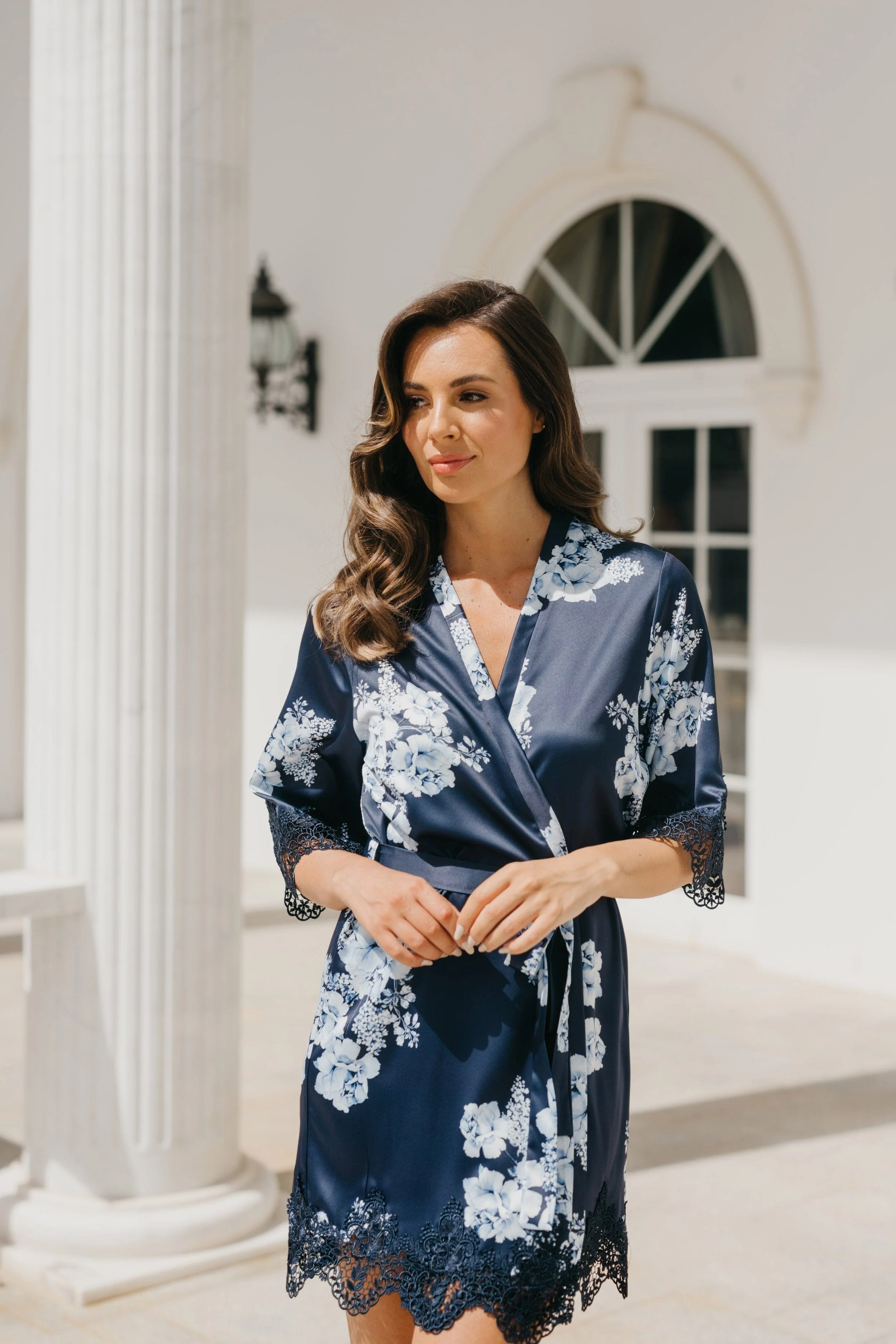 Ivana Bleu De Fleur Printed Robe - Image 3